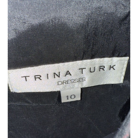 Trina Turk Leko Dress Size 10 Geo Mod Black-Pink Fully-lined Luxury Fashionable - Picture 3 of 5